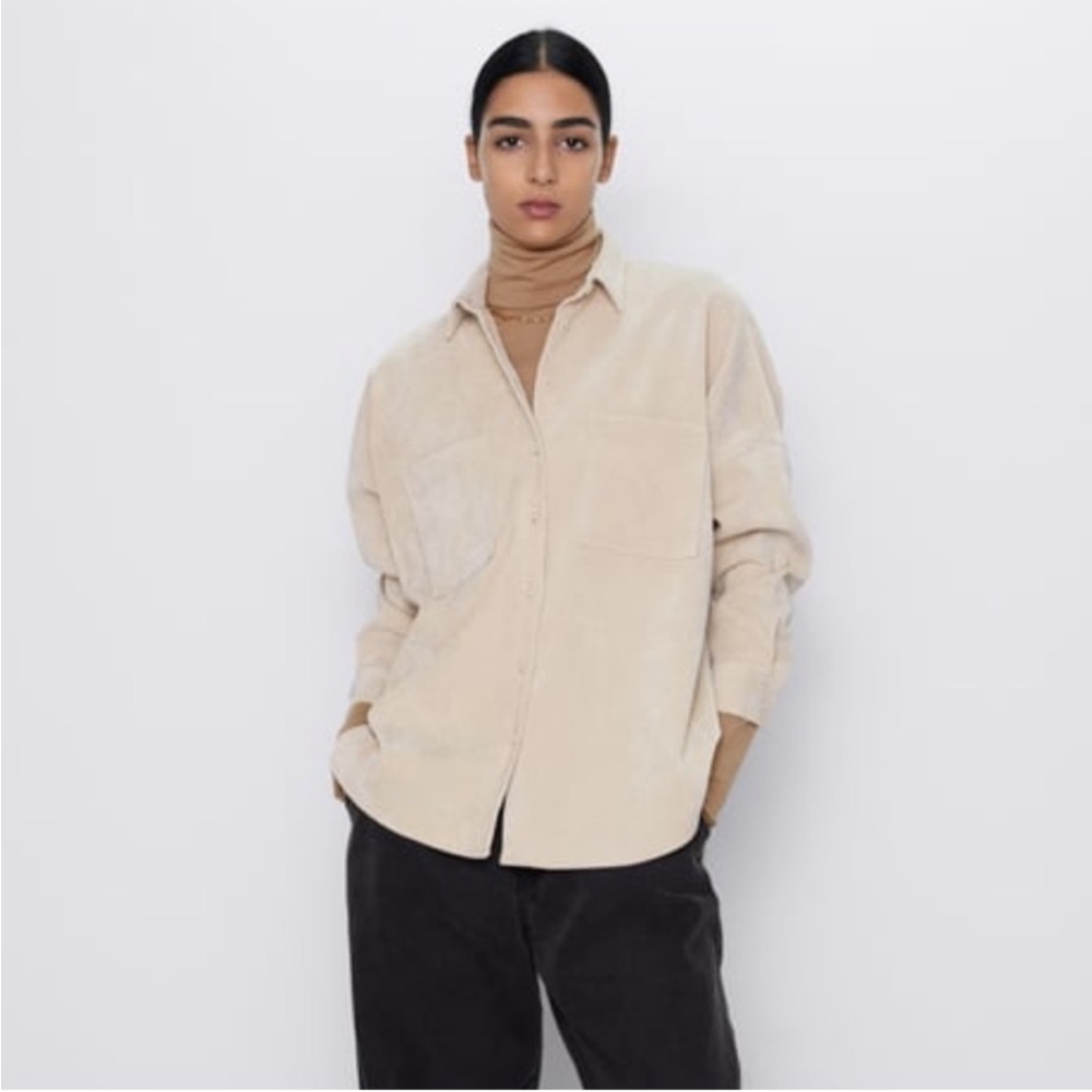 Zara Beige Corduroy Shirt